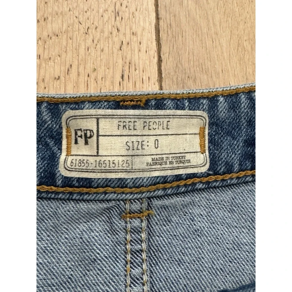 NWT Free People Beaded‎ Sequin Western Cowgirl Distressed Denim Mini Skirt Sz 0